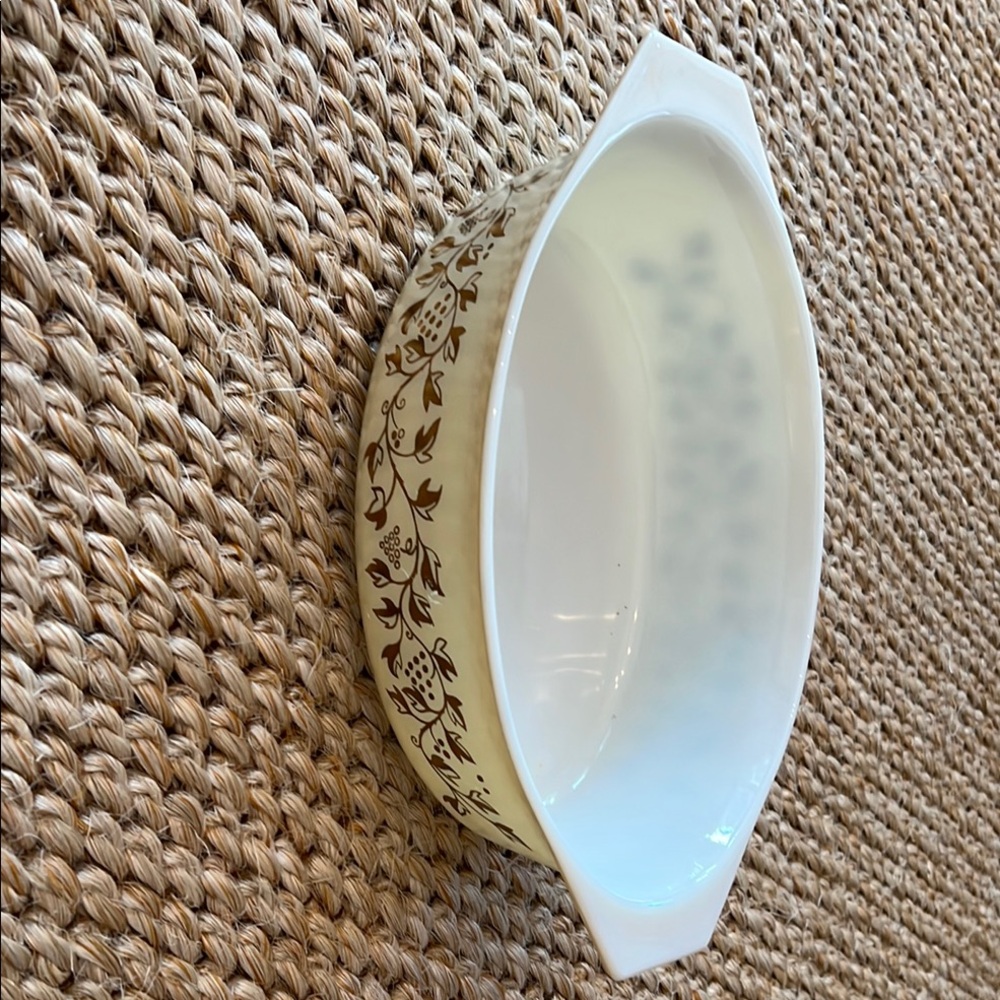 Pyrex White and Brown Oval Dish